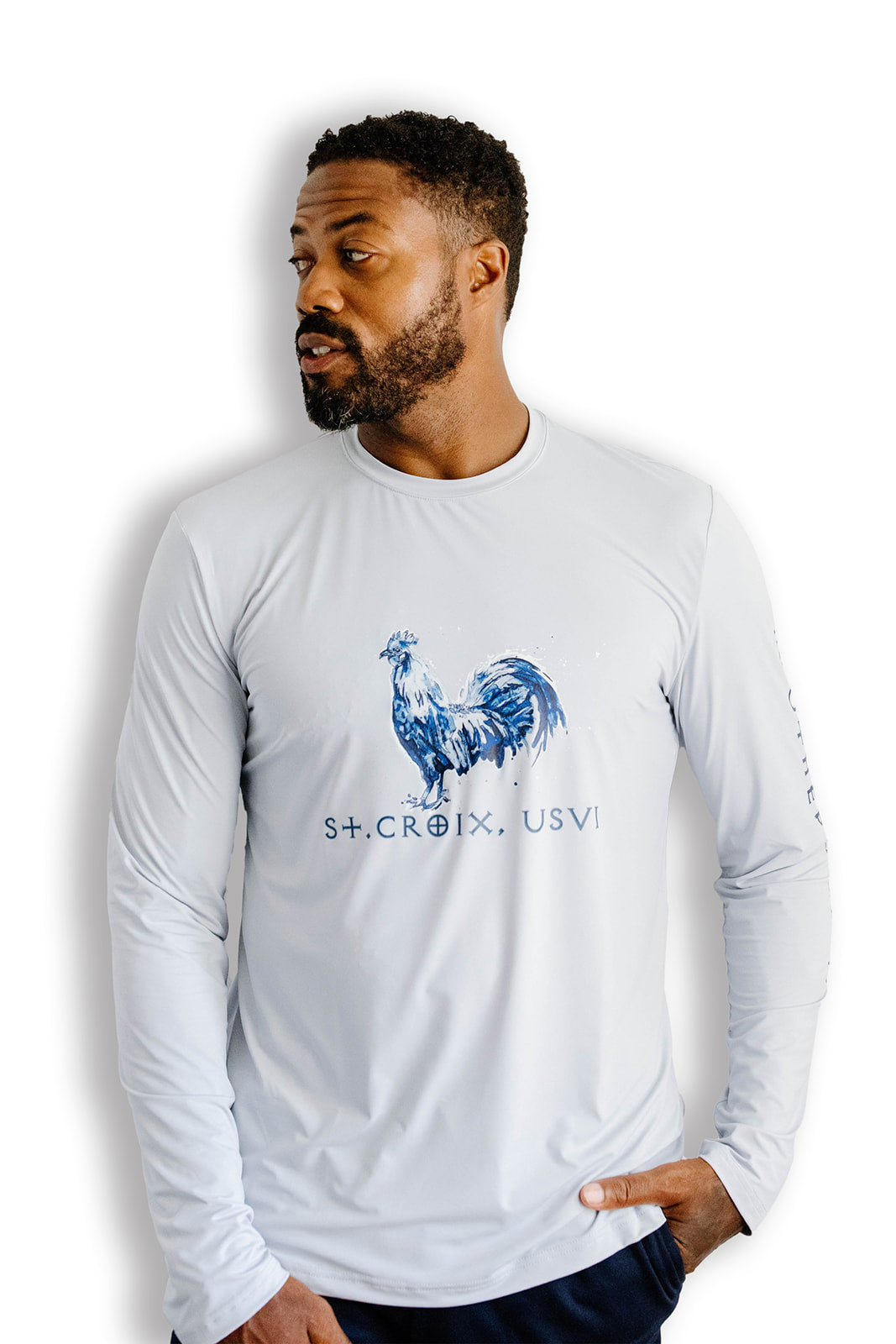 Rooster Long Sleeve Performance Shirt | Chambray